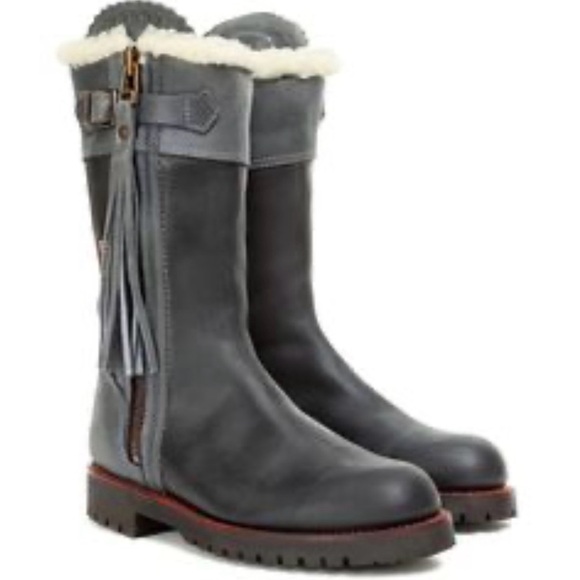 Penelope Chilvers Shoes - Penelope Chilvers Gray Leather Winter Boots